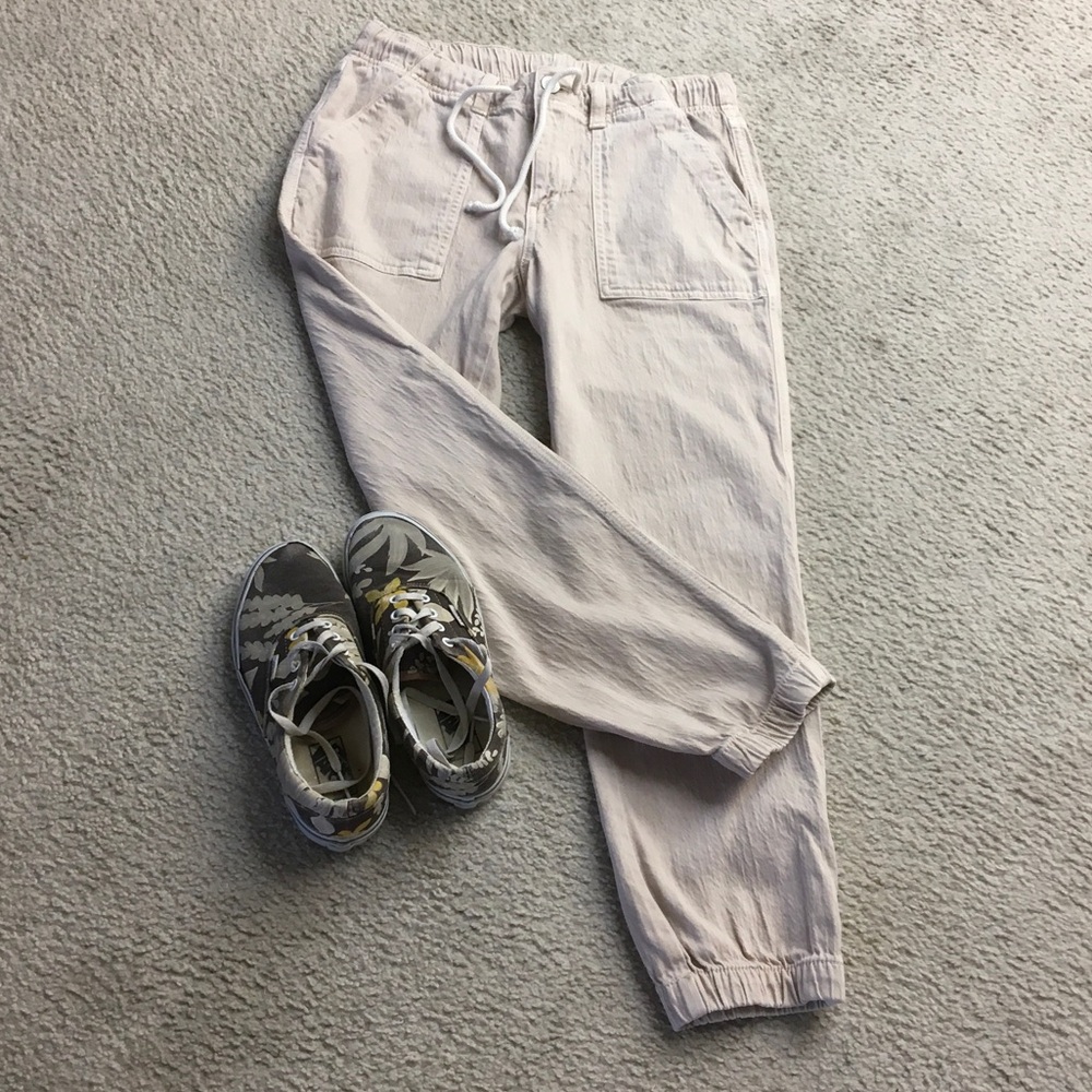 AE/“VANILLA CREAM LATTE” CANVAS COTTON TEXTURED JOGGER/NEW - Picture 2 of 11
